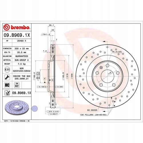 TARCZA HAM TYL 330X22 V XTRA BREMBO na Arena.pl