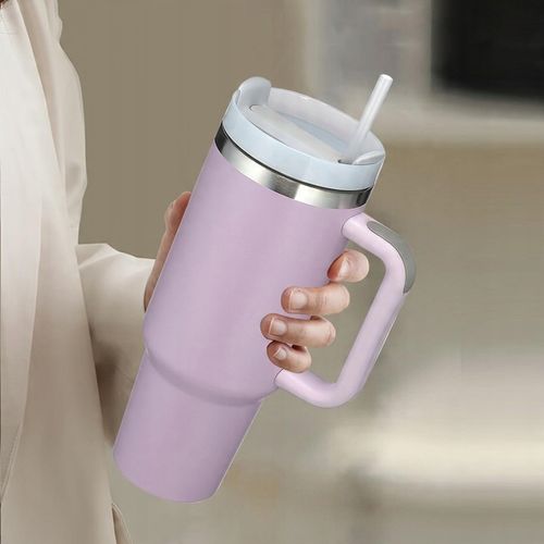 KUBEK TERMICZNY ZE SŁOMKĄ I USTNIKIEM TERMOS DO SAMOCHODU 1200ML fioletowy na Arena.pl
