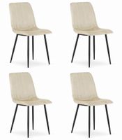 Krzesło tapicerowane LAVA jasny beż 4 szt. na czarnych metalowych nogach