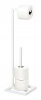 STOJAK NA PAPIER TOALETOWY METALOWY Z MIEJSCEM NA ZAPAS - BIAŁY