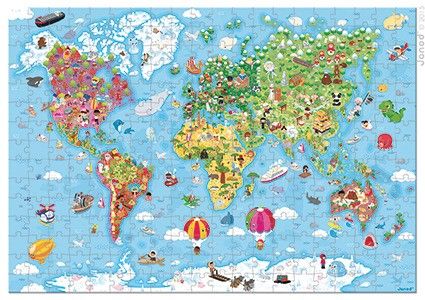 Puzzle w walizce Mapa Świata 300 elementów, Janod na Arena.pl