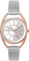 MINET Srebrno-różowy damski zegarek ICON SEMI ROSE GOLD MESH