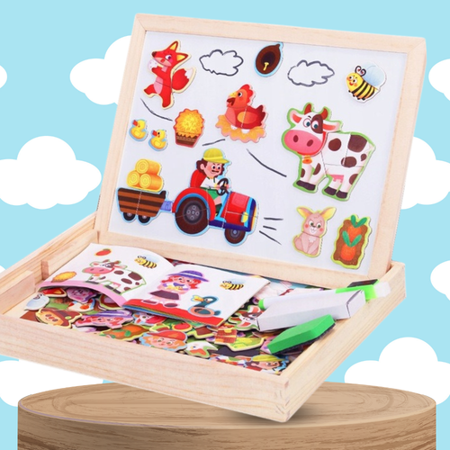 tablica magnetyczna suchościeralna kredowa farma dla dzieci pudełko j na Arena.pl