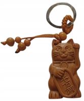 Breloczek do Kluczy Chiński Maneki Neko Kot na Szczęście for Money Talizman