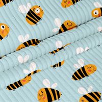 Sztruks Niebieski Pszczoły 1m x 140cm Tkanina Dekoracyjna Dla Dzieci