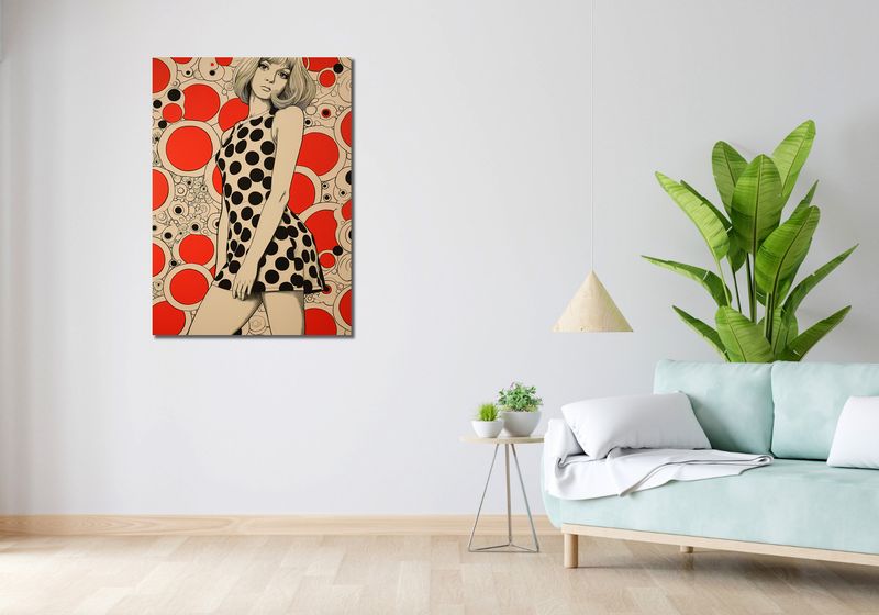 Obraz 70x100cm Czerwone Kropki zdjęcie 2