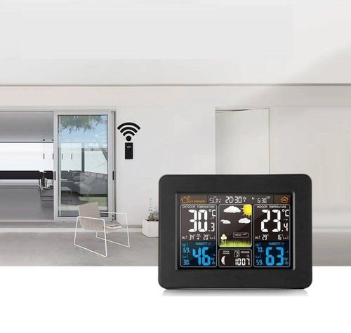 BEZPRZEWODOWA STACJA POGODY TERMOMETR HIGROMETR CZUJNIK DATA ZEGAR na Arena.pl