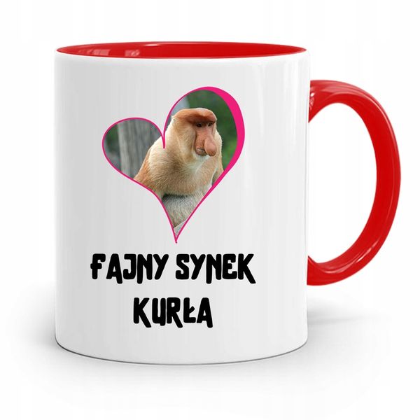 Kubek Czerwony Prezent Dla Syna Fajny Synek Z Nadrukiem Ze Zdjęciem zdjęcie 1