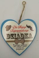 serce drewniane zawieszka dziadek 10cm
