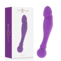 intense double silicone model liliowy 18 cm - elastyczny dwustronny system