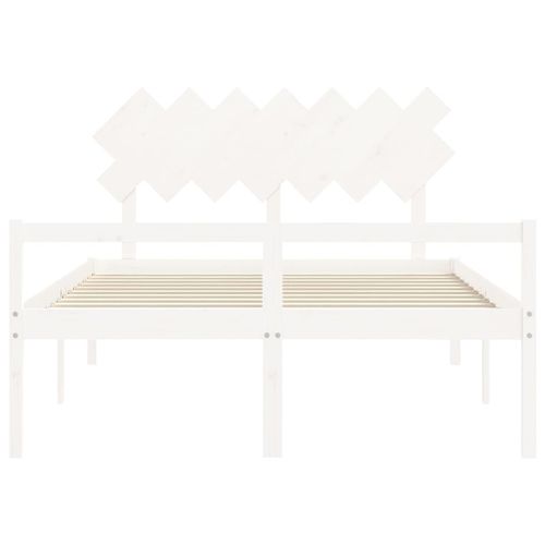 Łóżko dla seniora, z wezgłowiem, białe, 140x190 cm, lite drewno na Arena.pl