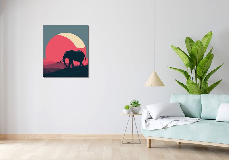 Obraz 60x70cm Słoń przy Czerwieni zdjęcie 2