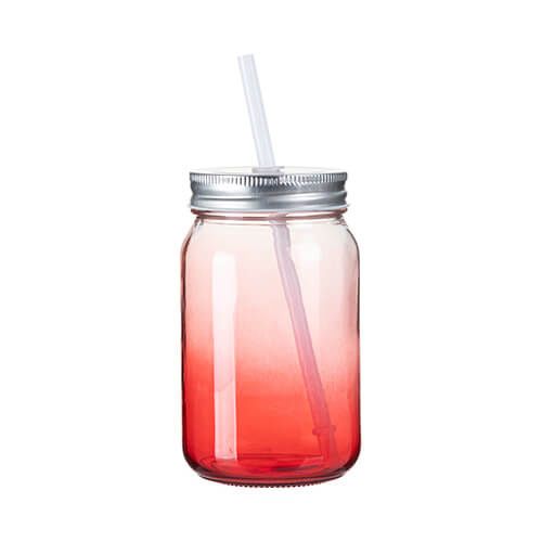 Kubek szklany Mason Jar 450 ml bez uszka do sublimacji - czerwony gradient na Arena.pl