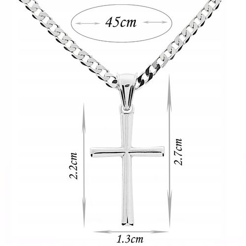 Srebrny zestaw komunijny łańcuszek krzyżyk 45cm dla chłopca na prezent 925 na Arena.pl