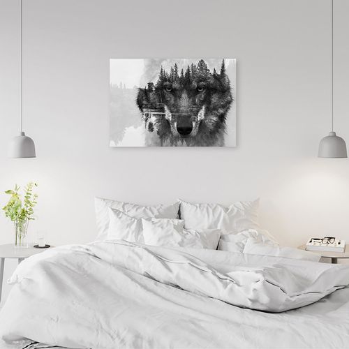Obraz na płótnie – Canvas, Wilk w lesie 90x60 na Arena.pl