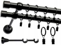 KARNISZ PODWÓJNY 200 cm - fi 19+19 mm SIMPLE KARNISZE KÓŁKA METAL CZARNY