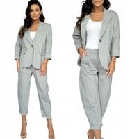 GARNITUR KOMPLET DAMSKI MARYNARKA ŻAKIET SPODNIE DRES WYGODNY ONE SIZE KOL