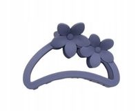 Spinka klamra półokrągła plastikowa dwa kwiatki matowa niebieski 9cm