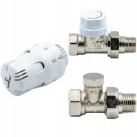 ZESTAW TERMOSTATYCZNY PROSTY 1/2" ZASILAJĄCY POWROTNY GŁOWICA DO GRZEJNIKA