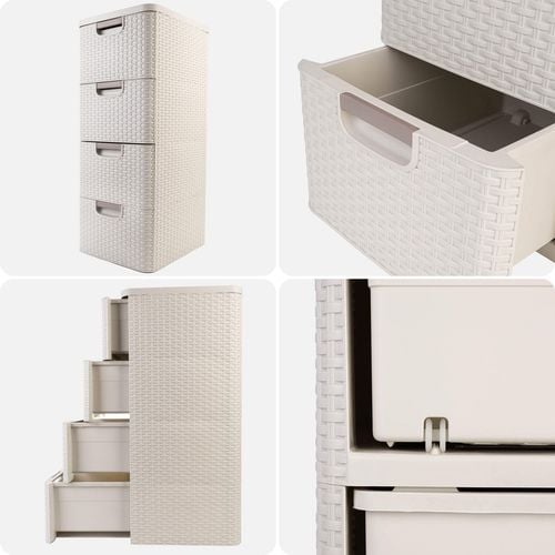 CURVER REGAŁ Z 4 SZUFLADAMI SZAFKA KOMODA ŁAZIENKOWY RATTAN KREMOWY na Arena.pl