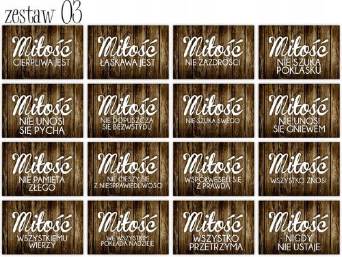 HYMN O MIŁOŚCI tabliczki 16 szt 20x30cm weselne na Arena.pl