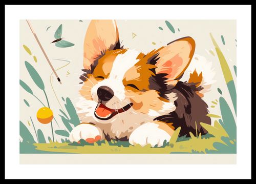 Plakat 45x30cm Beztroski Corgi na Arena.pl