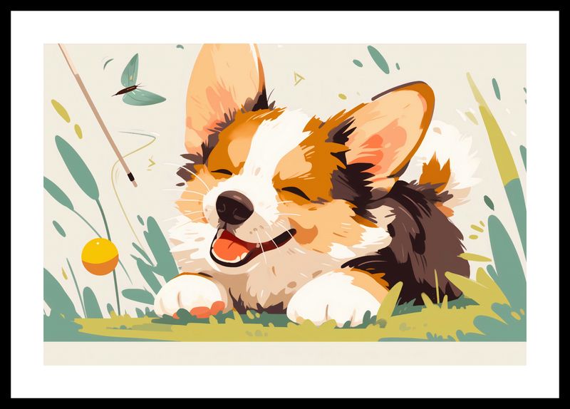 Plakat 45x30cm Beztroski Corgi zdjęcie 3