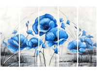 70CM 150CM OBRAZ 5 ELEM NIEBIESKIE MAKI ŚCIENNY