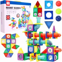 Klocki Magnetyczne Świecące Tor Kulkowy 148 elementów XXL