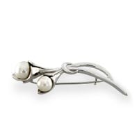 SREBRNA PIĘKNA BROSZKA Z PERŁAMI PRÓBA SREBRA 925