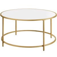 Stolik kawowy okrągły 84x45 cm biały blat złota stalowa glamour