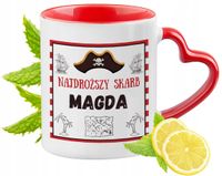 Kubek Czerwony Z Uszkiem W Kształcie Serca Dla Magdy Na Prezent