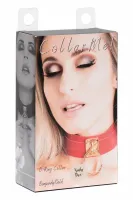 kinky diva o-ring collar red/gold - regulowany kołnierz z eko-skory