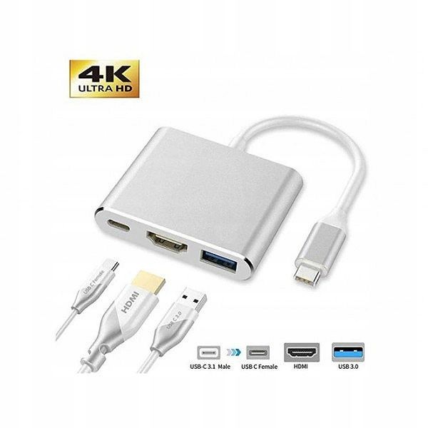 Adapter USB-C do MacBook Multiport HDMI, VGA, USB 3.0, PD USB-C 3.1 4K zdjęcie 2