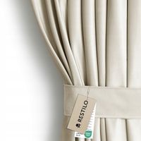 RESTILO Zasłona welurowa plus szarfa upi taśma wave multi 140x245 Jasny Beż