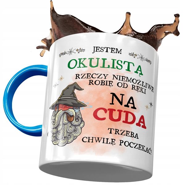 Kubek Błękitny Dla Okulisty Na Cuda Trzeba Chwilę Z Nadrukiem Ze Zdjęciem zdjęcie 1