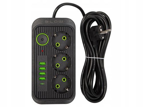 PRZEDŁUŻACZ LISTWA ZASILAJĄCA WŁĄCZNIK 4x USB 3 GNIAZDA 5m USB TYP-C na Arena.pl