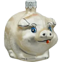 Bombka choinkowa szklana: Świnka z błękitnymi oczami