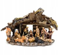 SZOPKA BOŻONARODZENIOWA KAMIENNA 28 CM Z OŚWIETLENIEM I FIGURAMI STAJENKA