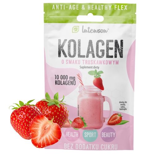 10x INTENSON KOLAGEN + KWAS HIALURONOWY + WITAMINA C do picia truskawkowy na Arena.pl