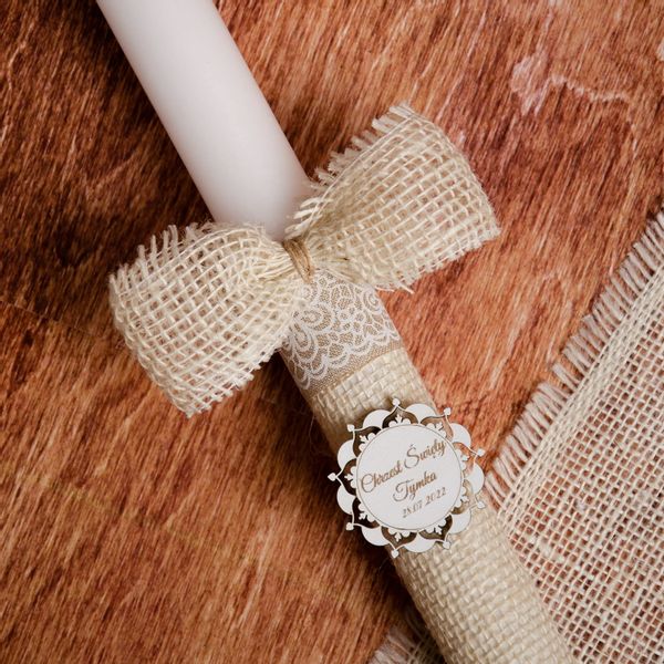 Świeca do Chrztu Świętego boho z personalizacją SC-14B zdjęcie 3