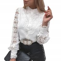 Elegancka koszula damska koronkowa stójka