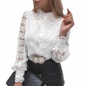 Elegancka koszula damska koronkowa stójka