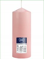 ŚWIECA bezzapachowa WALEC Bispol Aura 15 cm wys. JASNY RÓŻ - 48 godzin