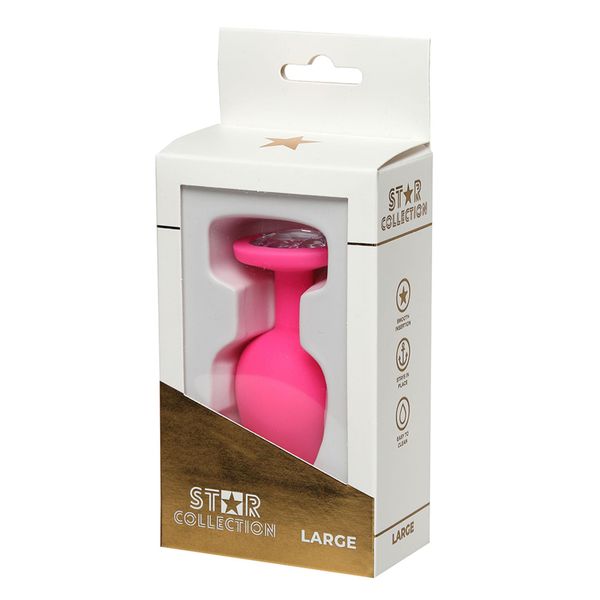 Star Collection - Pink Silicone Anal Plug L - Clear Stone zdjęcie 1