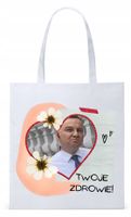 Prezydent Andrzej Duda Torba Eco Biała Shopper Z Nadrukiem Ze Zdjęciem