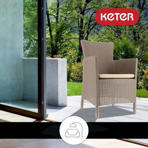 FOTEL OGRODOWY ALLIBERT KRZESŁO + PODUCHA BEŻOWY na Arena.pl