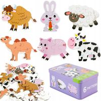 moje pierwsze puzzle farma 28 elementów w kolorowej puszce dla dzieci