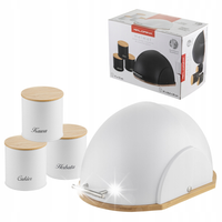 Zestaw Florina Helmet chlebak i 3 pojemniki stal biały owalny sypkie