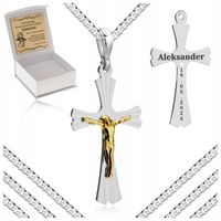 SREBRNY ŁAŃCUSZEK NA KOMUNIĘ CHRZEST DLA CHŁOPCA SREBRO 925 + GRAWER GRATIS